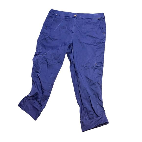 STUNNING CHICOS Womens Chino cropped Pants blue Size 2  chicos (US medium) Good - Picture 1 of 8